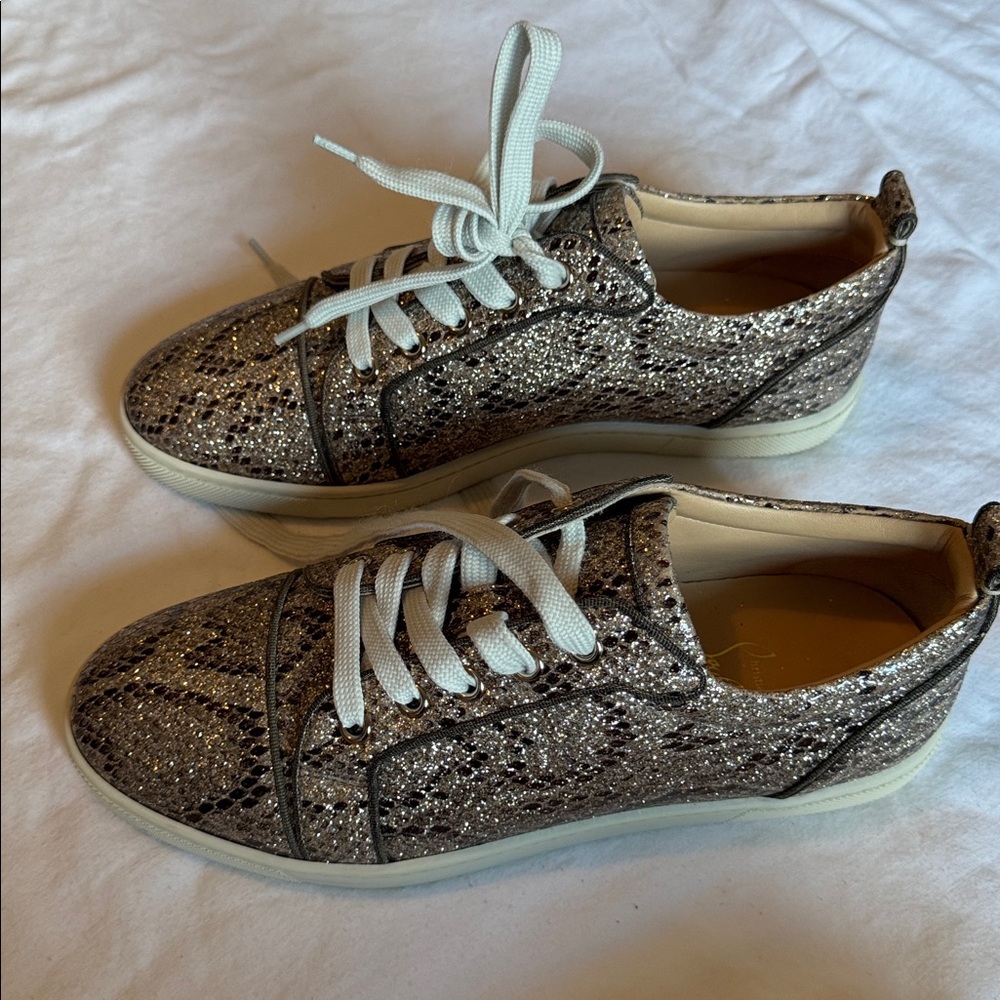 Christian Louboutin Gondoliere Orlato  Glitter Snake Low Top Sneakers